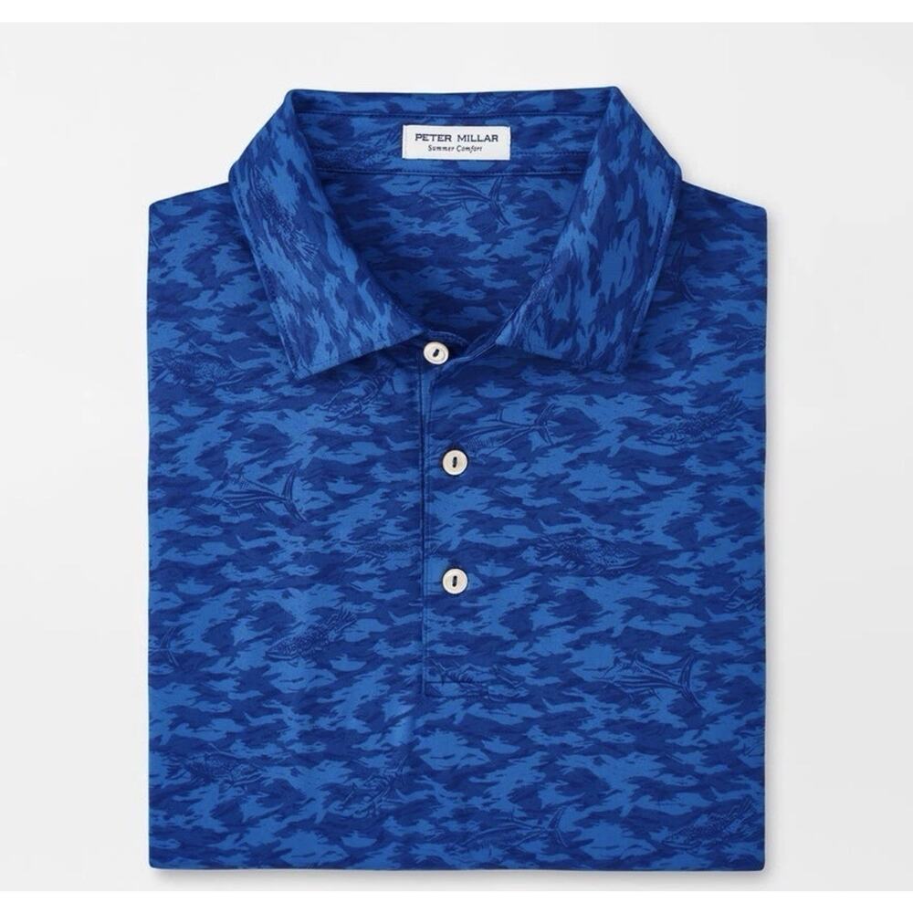 Peter Millar Fish Camo Performance Polo NWT $110
